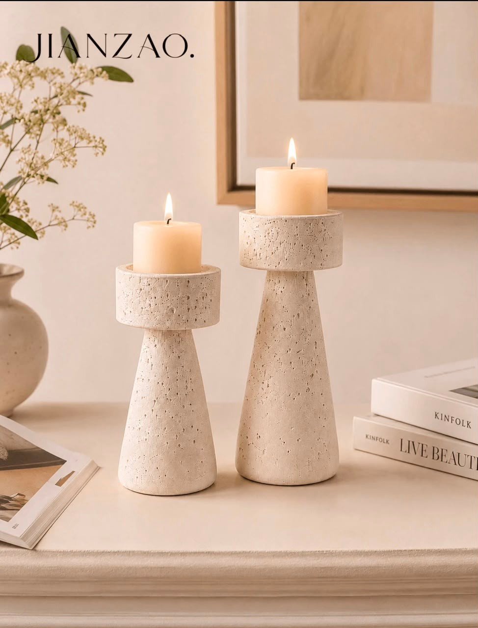 Wabi-Sabi Style Conical Resin Candle Holder