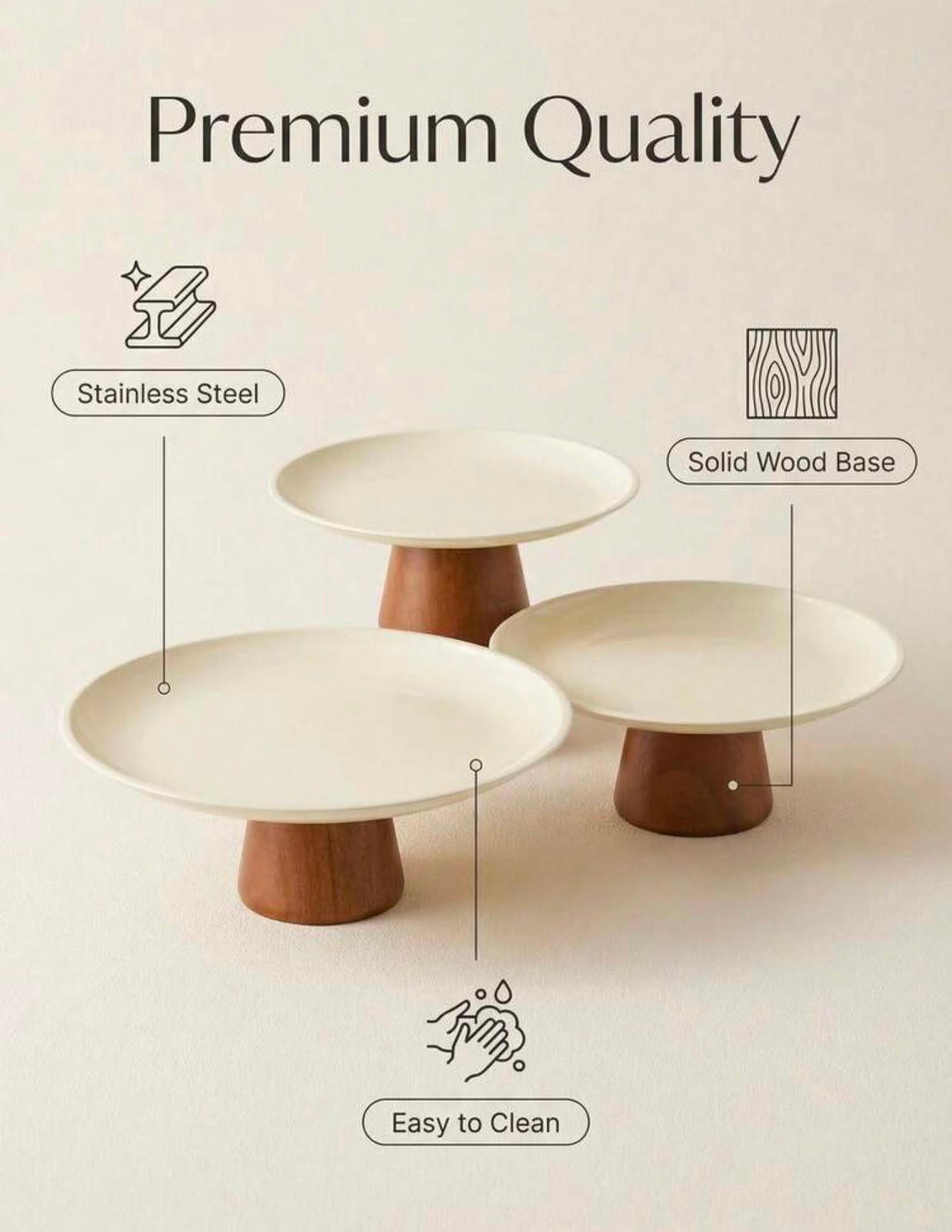 Tall Fruit Bowl / Cake Stand With Wooden Base — photo 3