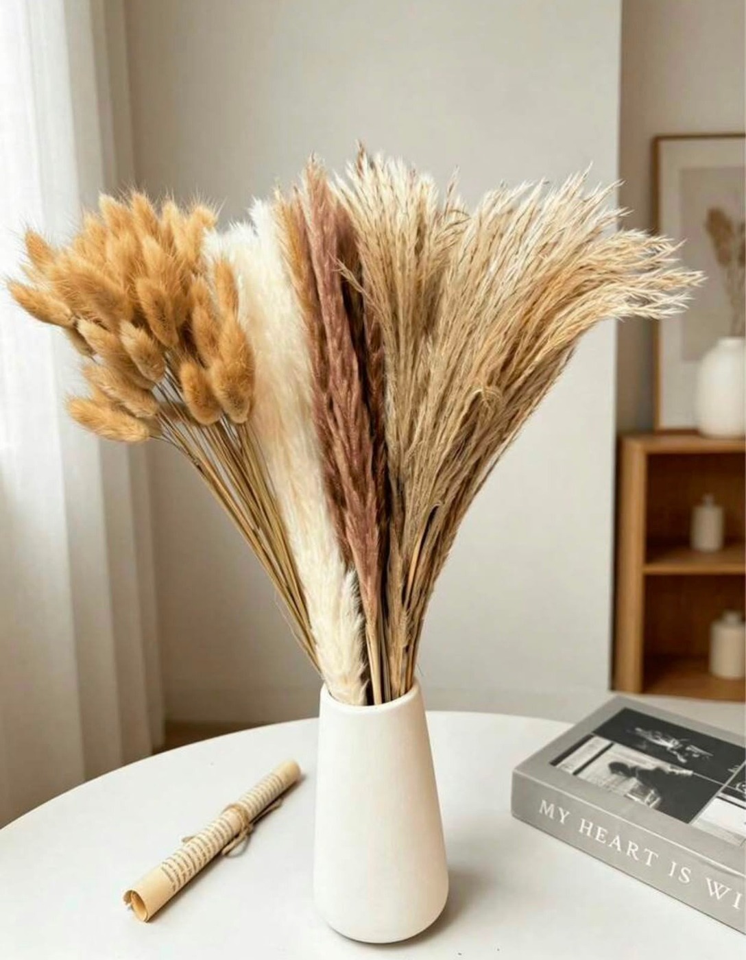 60pcs White Artificial Pampas Grass Decor