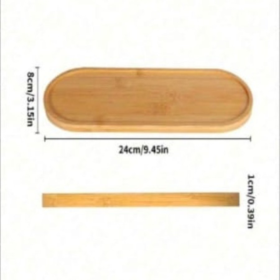 2pcs Oval Bamboo Bathroom Vanity Tray — photo 3
