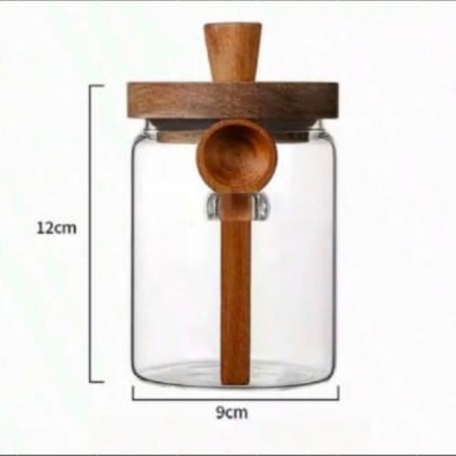 600ml Glass Coffee Canister with Wooden Lid & Spoon — photo 3