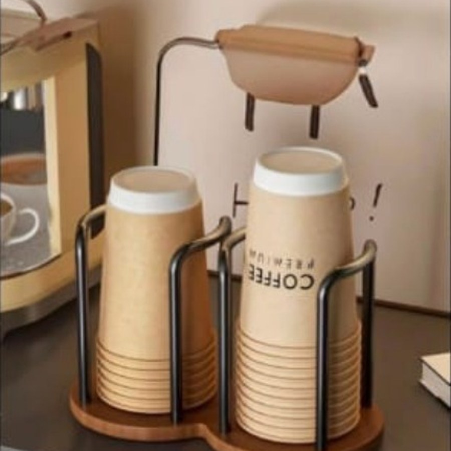 1pc Walnut Color Desktop Cup Holder