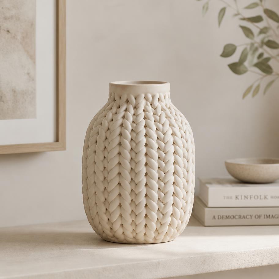 Braided Cream Vase